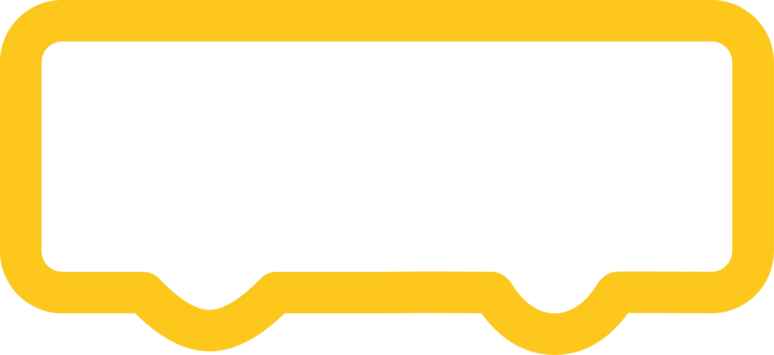 Yellow outlined rectangle resembling a simplified bus shape against a black background. The shape conveys clarity and minimalism. 